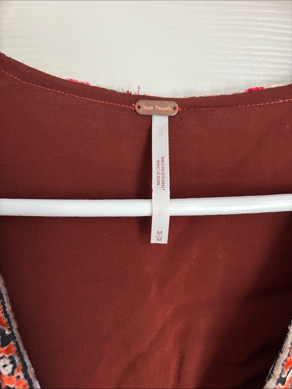 Free People Velvet Wrap Blouse in Rust and Cream with Floral Print - Picture 2 of 3